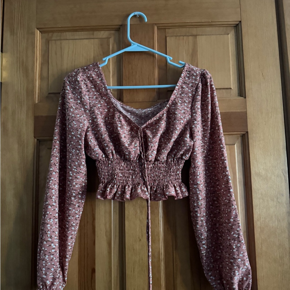 Floral Pink Smocked Women's Top